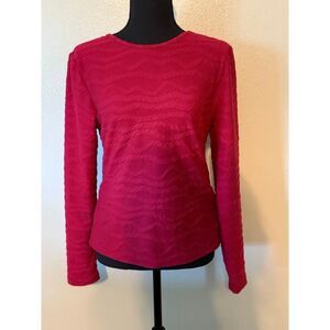 Shein Women's Size Large Red Textured Long Sleeve Knit Top NO FLAWS, MINT